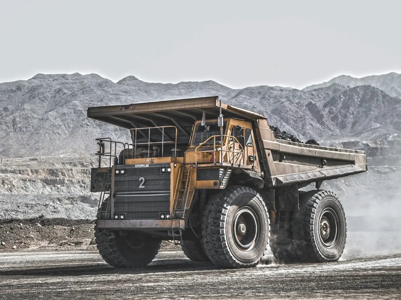 A haul truck on a mine haul road